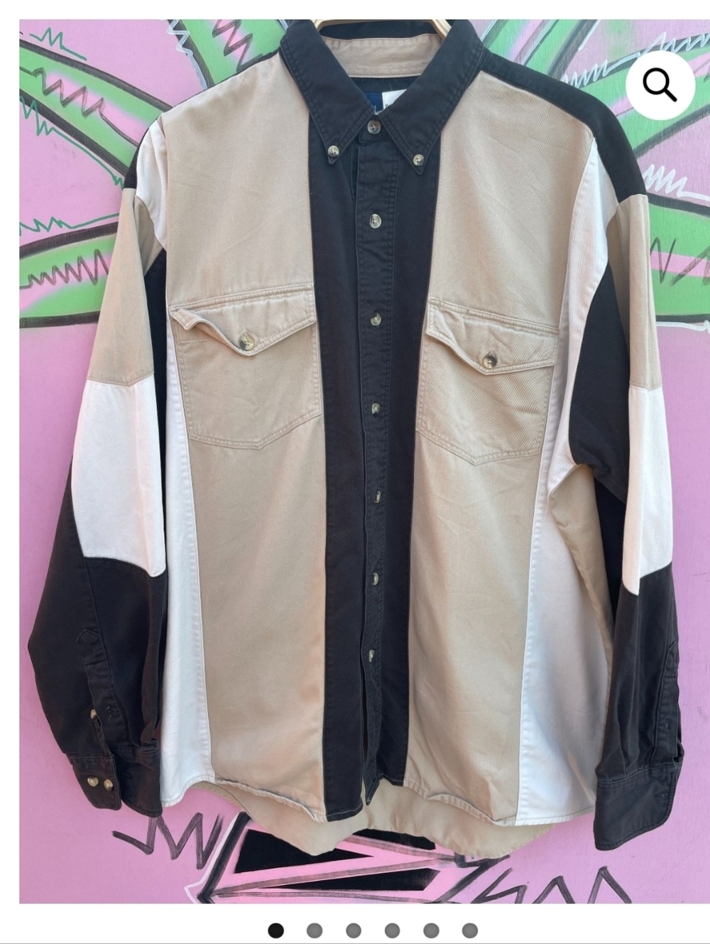 1990s Wrangler Two-Tone Western Shirt in Navy and Khaki Vintage Rare